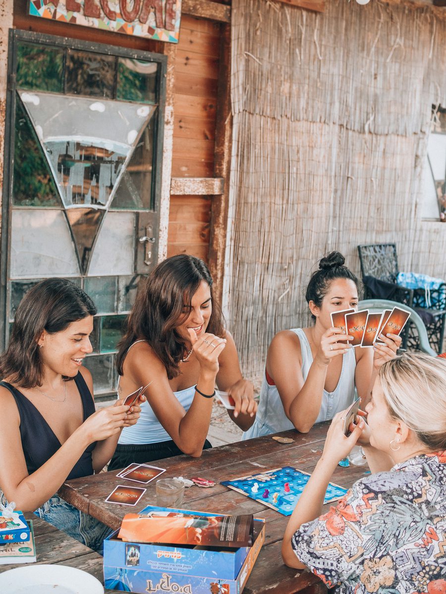 Card games on the patio in Kitsilano